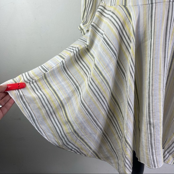 ATM Striped Long Sleeve Linen Skater Skirt Dress NWT Size 4 - Picture 7 of 11